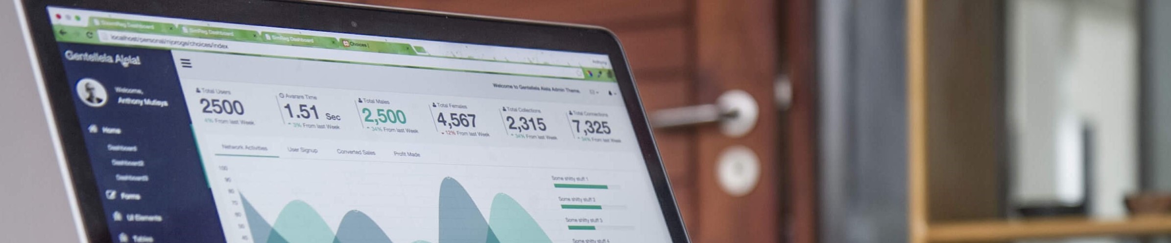 laptop with graphs