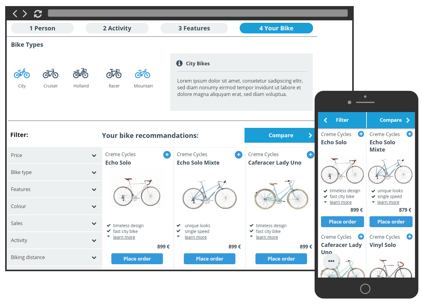 Responsive Wizard Demo Bike Advisor